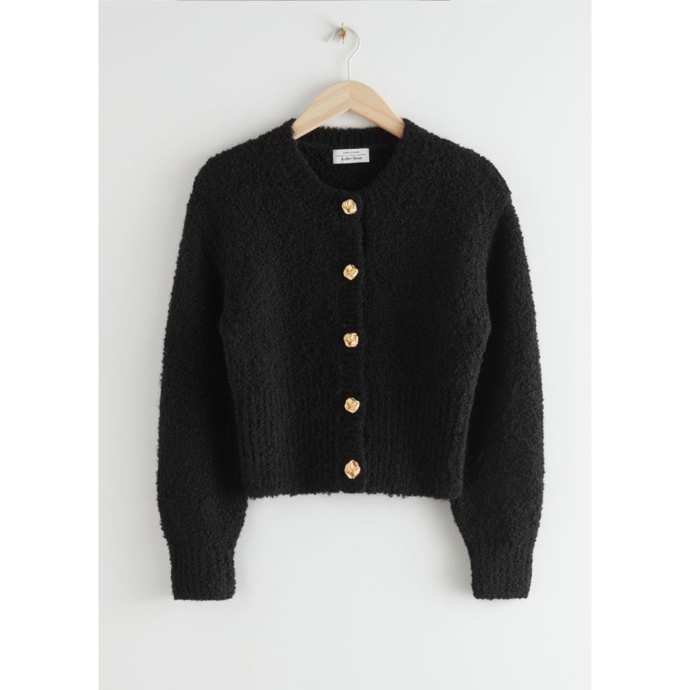 Bouclé Knit Cropped Cardigan